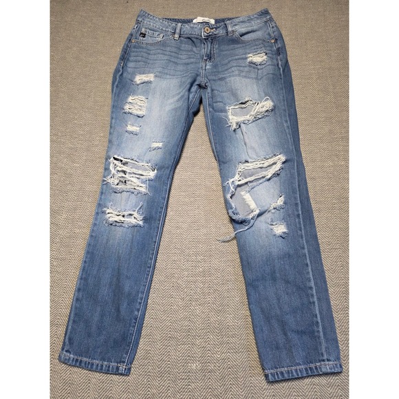 KanCan Denim - Kancan Jeans Women's Size 7 27‎ Distressed Boyfriend Jeans Blue Denim